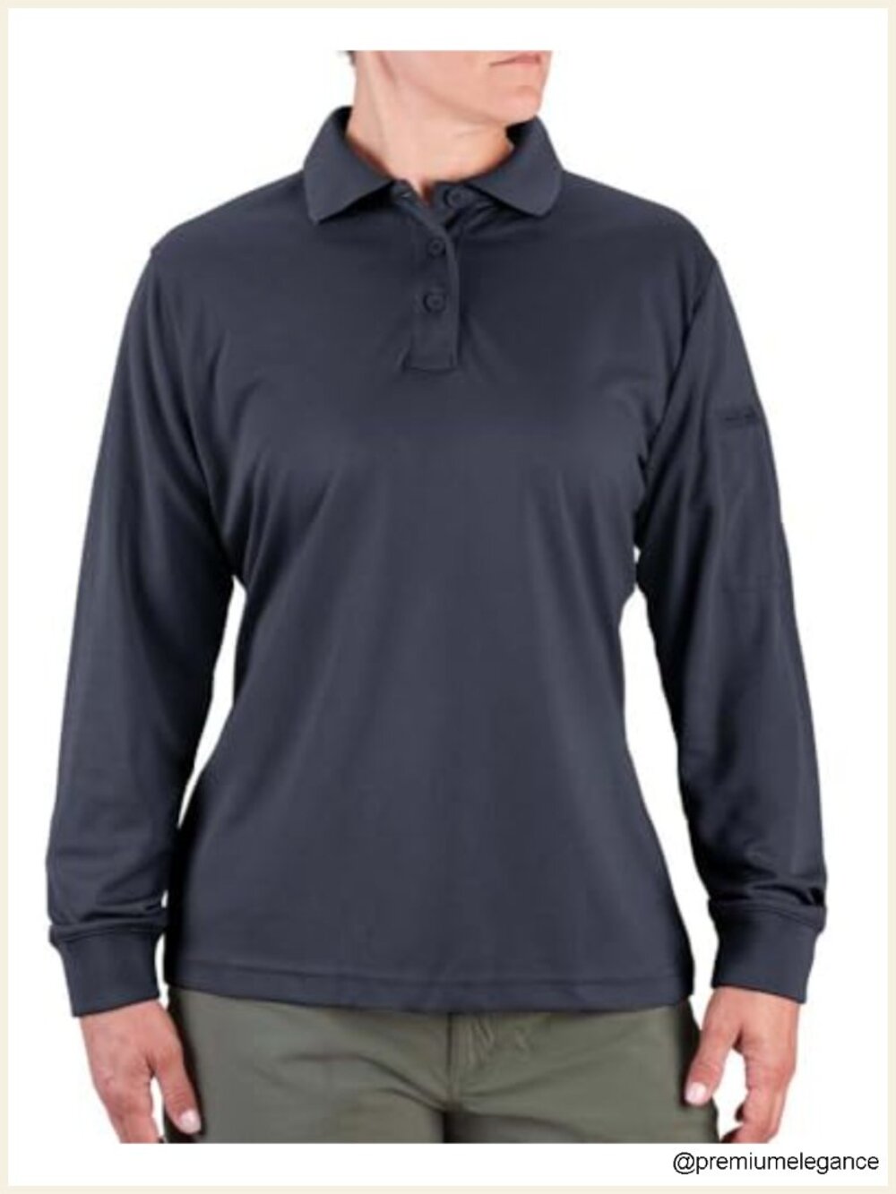 Long Sleeve Polyester Pique Polo Shirt Women's Uniform Work Top